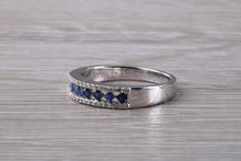 Load image into Gallery viewer, Blue Sapphire and Diamond set 18ct White Gold Eternity Ring