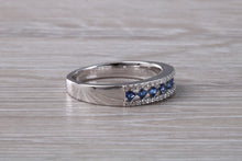 Load image into Gallery viewer, Blue Sapphire and Diamond set 18ct White Gold Eternity Ring