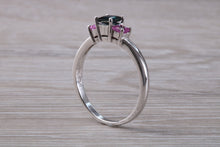 Load image into Gallery viewer, Unusual Combination of Blue and Pink Sapphire Trilogy Ring