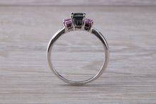 Load image into Gallery viewer, Unusual Combination of Blue and Pink Sapphire Trilogy Ring