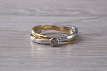 Load image into Gallery viewer, Wrap Over Two Tone 18ct Gold Diamond set Ring