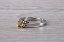 Load image into Gallery viewer, Half carat Yellow Sapphire set White Gold Solitaire