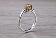 Load image into Gallery viewer, Half carat Yellow Sapphire set White Gold Solitaire