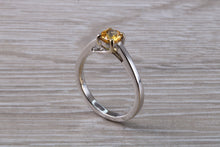 Load image into Gallery viewer, Half carat Yellow Sapphire set White Gold Solitaire