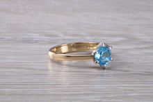 Load image into Gallery viewer, One carat Swiss Blue Topaz set Gold Ring
