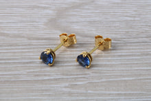 Load image into Gallery viewer, Blue Sapphire set Yellow Gold Stud Earrings