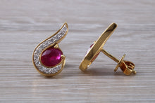 Load image into Gallery viewer, Ruby and Diamond set 18ct Yellow Gold Earrings