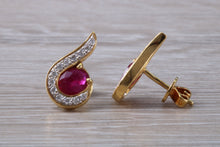 Load image into Gallery viewer, Ruby and Diamond set 18ct Yellow Gold Earrings