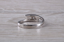 Load image into Gallery viewer, Crossover Baguette cut Diamond set 18ct White Gold Ring
