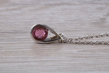 Load image into Gallery viewer, Half carat Round Cut Pink Topaz set White Gold Necklace
