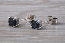Load image into Gallery viewer, One carat Blue Sapphire Stud Earrings