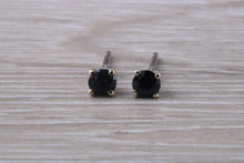 Load image into Gallery viewer, Blue Sapphire set 18ct White Gold Stud Earrings
