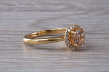 Load image into Gallery viewer, One carat Morganite and Diamond Halo set Ring