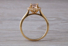 Load image into Gallery viewer, One carat Morganite and Diamond Halo set Ring