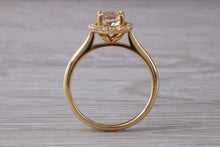 Load image into Gallery viewer, One carat Morganite and Diamond Halo set Ring