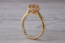 Load image into Gallery viewer, One carat Morganite and Diamond Halo set Ring