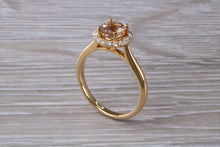 Load image into Gallery viewer, One carat Morganite and Diamond Halo set Ring
