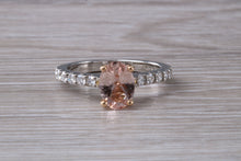Load image into Gallery viewer, Morganite and Diamond set Rose Gold and Platinum Ring