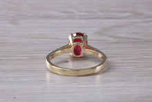 Load image into Gallery viewer, Two carat Oval cut Ruby set Yellow Gold Solitaire