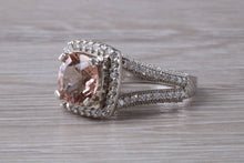 Load image into Gallery viewer, Stunning Morganite and Diamond set Platinum Statement Ring