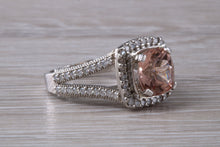 Load image into Gallery viewer, Stunning Morganite and Diamond set Platinum Statement Ring