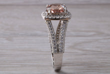 Load image into Gallery viewer, Stunning Morganite and Diamond set Platinum Statement Ring