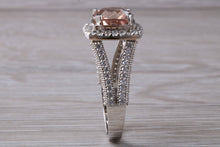 Load image into Gallery viewer, Stunning Morganite and Diamond set Platinum Statement Ring