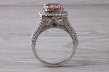 Load image into Gallery viewer, Stunning Morganite and Diamond set Platinum Statement Ring