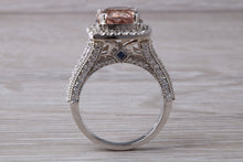 Load image into Gallery viewer, Stunning Morganite and Diamond set Platinum Statement Ring
