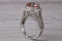 Load image into Gallery viewer, Stunning Morganite and Diamond set Platinum Statement Ring