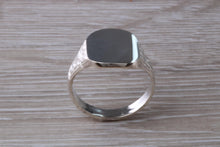 Load image into Gallery viewer, Family Crest Engraved Large Chunky Patterned Signet Ring in Sterling Silver