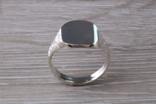 Load image into Gallery viewer, Family Crest Engraved Large Chunky Patterned Signet Ring in Sterling Silver