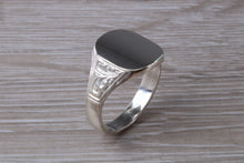 Load image into Gallery viewer, Family Crest Engraved Large Chunky Patterned Signet Ring in Sterling Silver