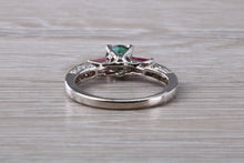 Load image into Gallery viewer, Emerald, Ruby and Diamond set 18ct White Gold Ring