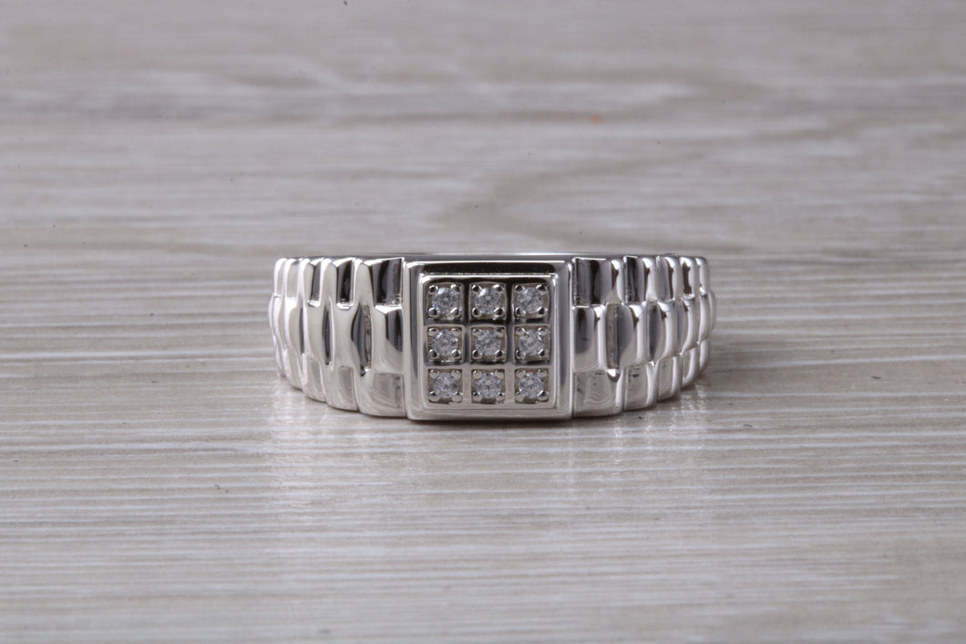 Watch Strap Signet Ring set With C Z