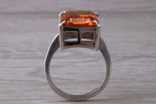 Load image into Gallery viewer, Large Rectangle cut Orange Citrine set White Gold Ring