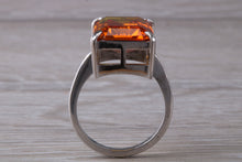 Load image into Gallery viewer, Large Rectangle cut Orange Citrine set White Gold Ring, Chunky Ring