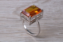 Load image into Gallery viewer, Large Rectangle cut Orange Citrine set White Gold Ring