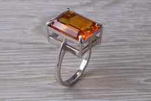 Load image into Gallery viewer, Large Rectangle cut Orange Citrine set White Gold Ring