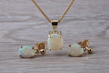 Load image into Gallery viewer, Sparkly Opal Dropper Earrings with Matching Necklace set in Yellow Gold