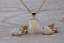 Load image into Gallery viewer, Sparkly Opal Dropper Earrings with Matching Necklace set in Yellow Gold