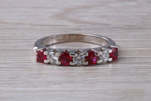 Load image into Gallery viewer, Ruby and Diamond 7 Stone 18ct White Gold Ring