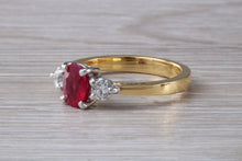 Load image into Gallery viewer, Ruby and Diamond Trilogy set Gold Ring