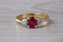 Load image into Gallery viewer, Ruby and Diamond Trilogy set Gold Ring