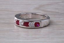 Load image into Gallery viewer, Stunning Ruby and Diamond set 18ct White Gold Band