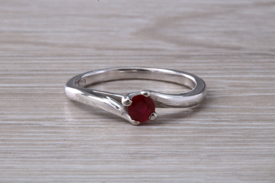 Simple and Dainty Ruby set Twit Shank Solitaire