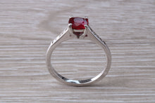 Load image into Gallery viewer, One carat Cushion cut Blood Red Ruby and Diamond set Ring