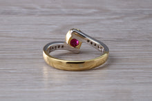 Load image into Gallery viewer, Ruby and Diamond Crossover Two Tone Gold Ring