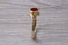 Load image into Gallery viewer, Ruby and Diamond Crossover Two Tone Gold Ring