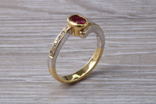 Load image into Gallery viewer, Ruby and Diamond Crossover Two Tone Gold Ring